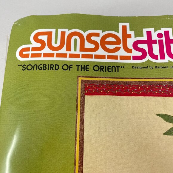 Sunset Stitchery Vintage 1980 Songbird of Orient Embroidery Kit Bluebird Azalea - Picture 2 of 16